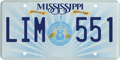 MS license plate LIM551