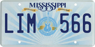 MS license plate LIM566