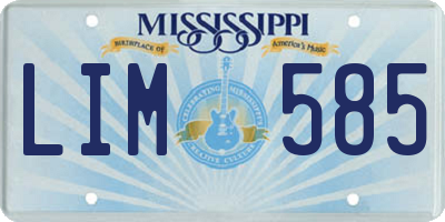 MS license plate LIM585