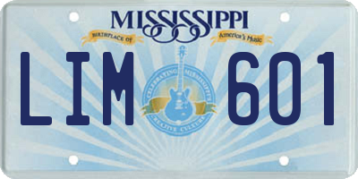 MS license plate LIM601
