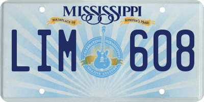 MS license plate LIM608