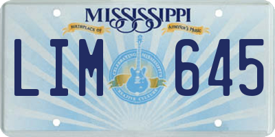 MS license plate LIM645