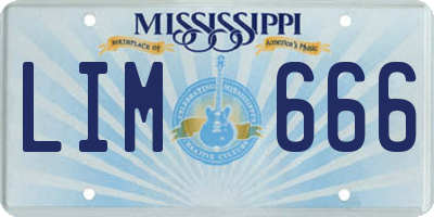 MS license plate LIM666