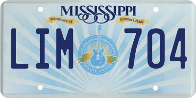 MS license plate LIM704