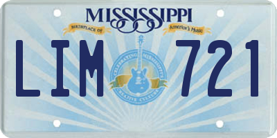 MS license plate LIM721