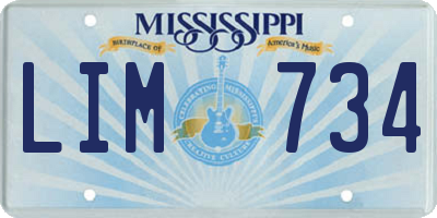 MS license plate LIM734