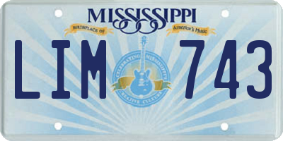 MS license plate LIM743