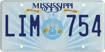 MS license plate LIM754