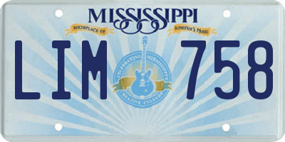 MS license plate LIM758