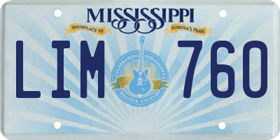 MS license plate LIM760
