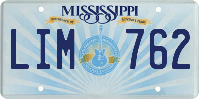 MS license plate LIM762