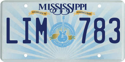 MS license plate LIM783