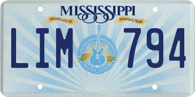 MS license plate LIM794