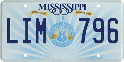MS license plate LIM796