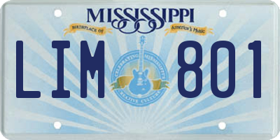 MS license plate LIM801