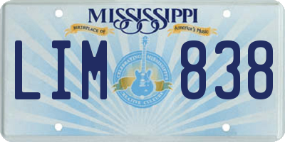 MS license plate LIM838