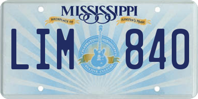 MS license plate LIM840