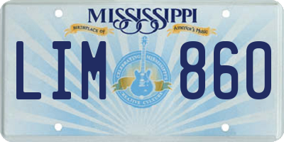 MS license plate LIM860