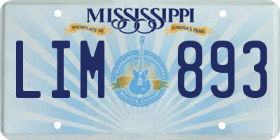 MS license plate LIM893