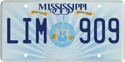 MS license plate LIM909