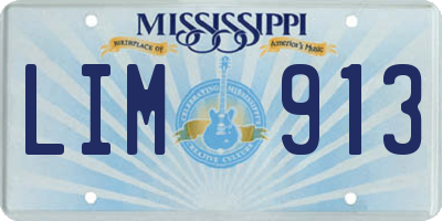 MS license plate LIM913
