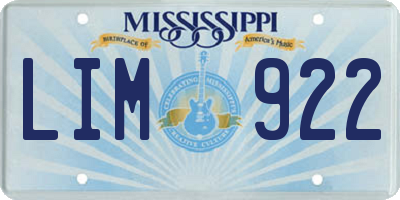 MS license plate LIM922