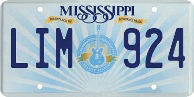 MS license plate LIM924