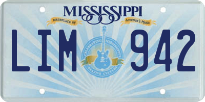 MS license plate LIM942