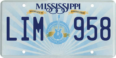 MS license plate LIM958