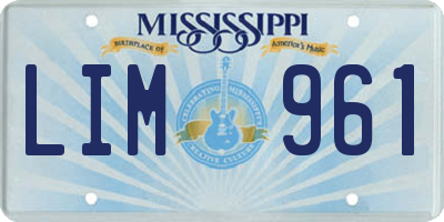 MS license plate LIM961