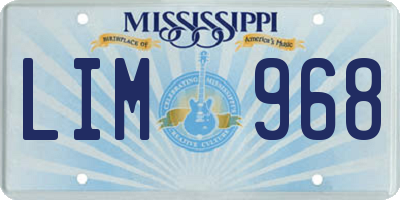 MS license plate LIM968