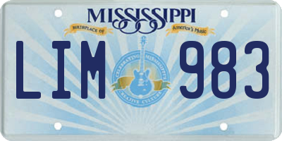 MS license plate LIM983