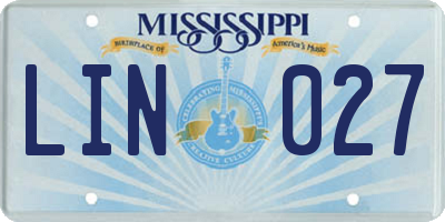 MS license plate LIN027