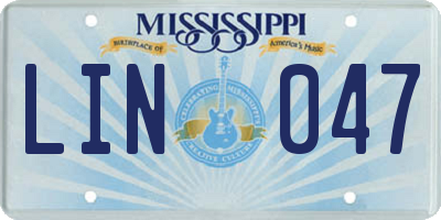 MS license plate LIN047