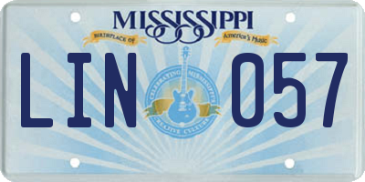 MS license plate LIN057