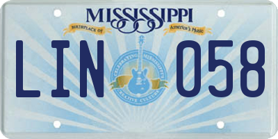 MS license plate LIN058