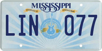 MS license plate LIN077