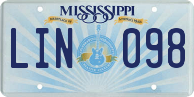 MS license plate LIN098
