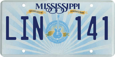 MS license plate LIN141