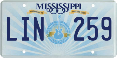 MS license plate LIN259
