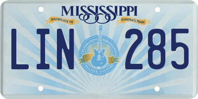 MS license plate LIN285