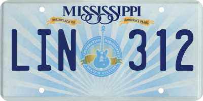 MS license plate LIN312