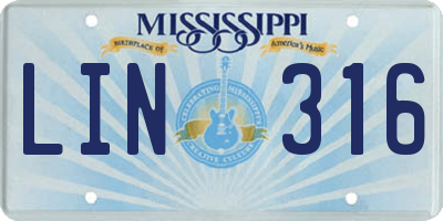 MS license plate LIN316