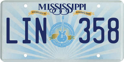 MS license plate LIN358