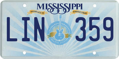 MS license plate LIN359