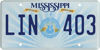 MS license plate LIN403