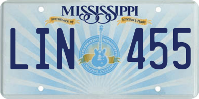 MS license plate LIN455