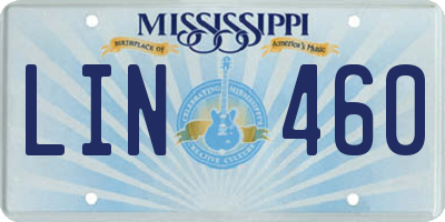 MS license plate LIN460