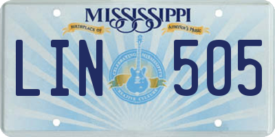 MS license plate LIN505
