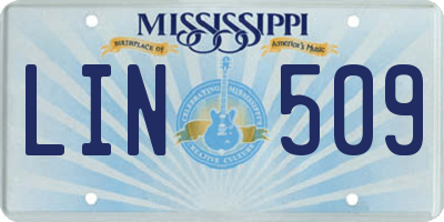 MS license plate LIN509